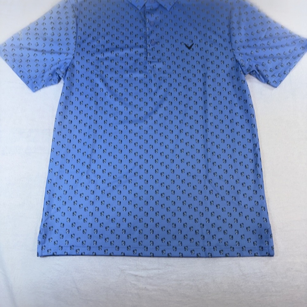 Callaway Men's Golf Polo Shirt Size L Blue White Cocktail Drink Print Opti-Dri